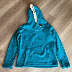 Koppen Pullover Fleece Hoodie Women’s Sweater XL Marled Blue Kangaroo Pocket